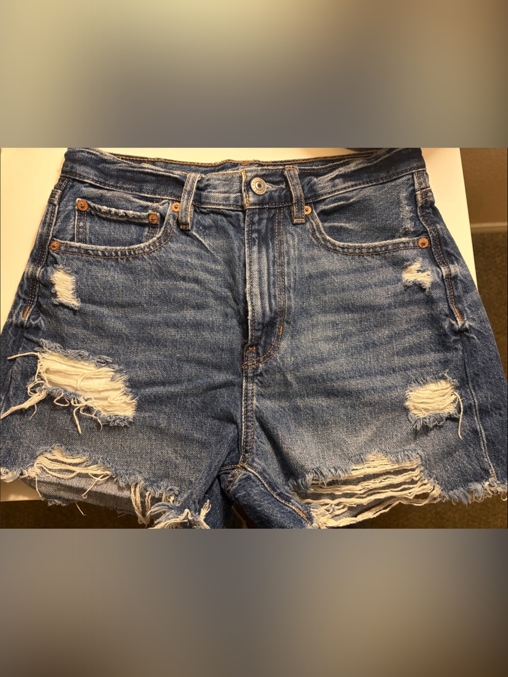 American Eagle Distressed Blue 90s Boyfriend Denim Shorts